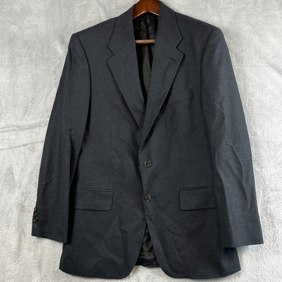 Vtg Lauren Ralph Lauren Mens 40R Black Wool Cashmere Tailored Blazer Sport Coat